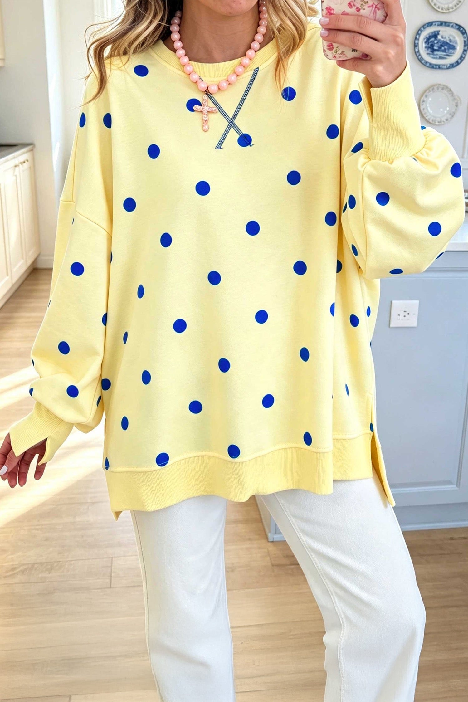Belle Yellow Polka Dot Sweatshirt