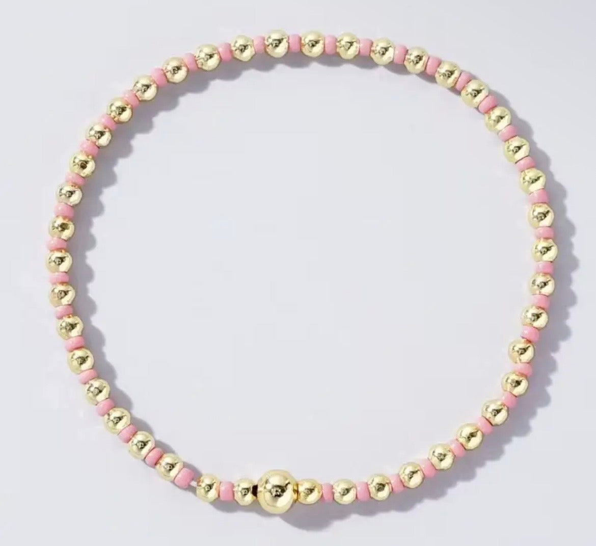 Pink & Gold Beaded Bracelet