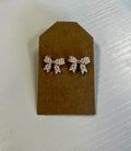 Gold Pearl Studded Bow Earrings