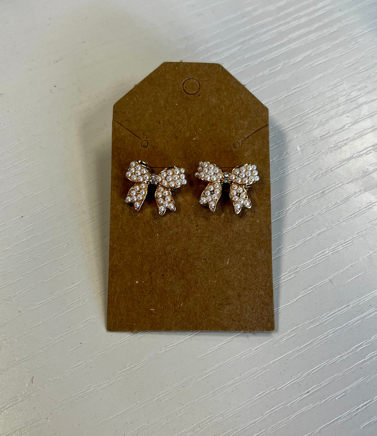 Gold Pearl Studded Bow Earrings